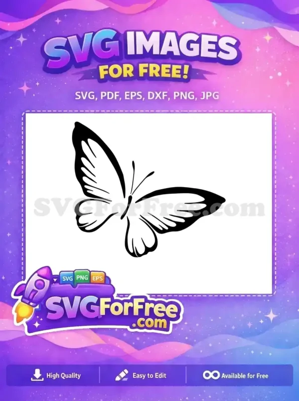 Free Black Outline Free Detailed Wings Butterflies Free SVG