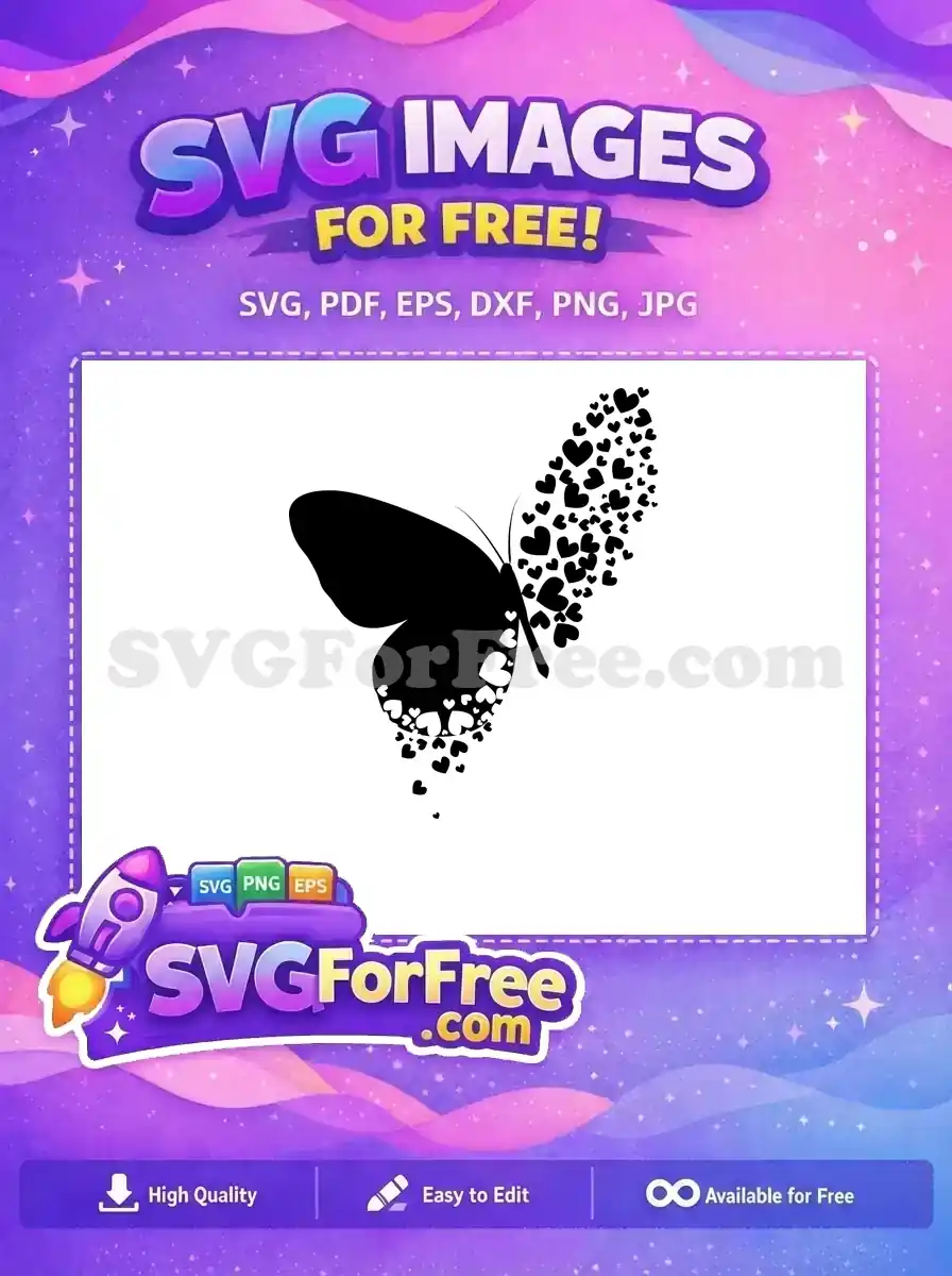 Free Black Butterfly Free Heart Love Cute Design Free SVG