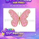 Free Cute Pink Butterfly Free Detailed Wings Garden Art Free SVG - Instant Download