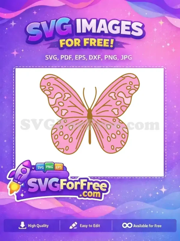 Free Cute Pink Butterfly Free Detailed Wings Garden Art Free SVG