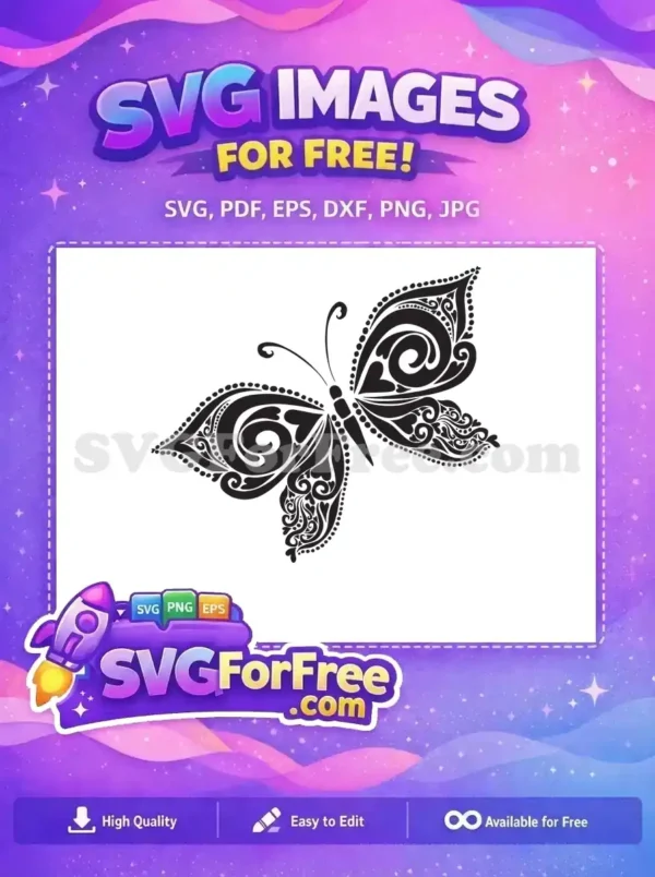Free Intricate Swirling Patterns Free Elegant Decorative Cute Butterflies Free SVG