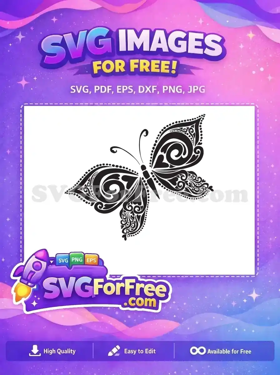Free Intricate Swirling Patterns Free Elegant Decorative Cute Butterflies Free SVG