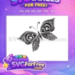 Free Intricate Swirls Free Delicate Hearts Cute Butterfly Free SVG - Instant Download
