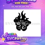 Free Intricate Black Butterfly Free Fiery Flame Cute Butterflies Free SVG - Instant Download