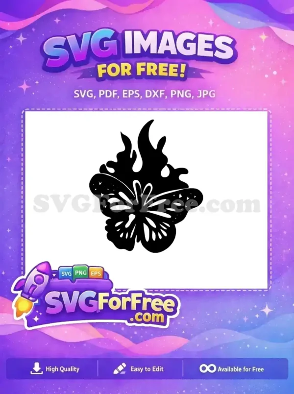 Free Intricate Black Butterfly Free Fiery Flame Cute Butterflies Free SVG