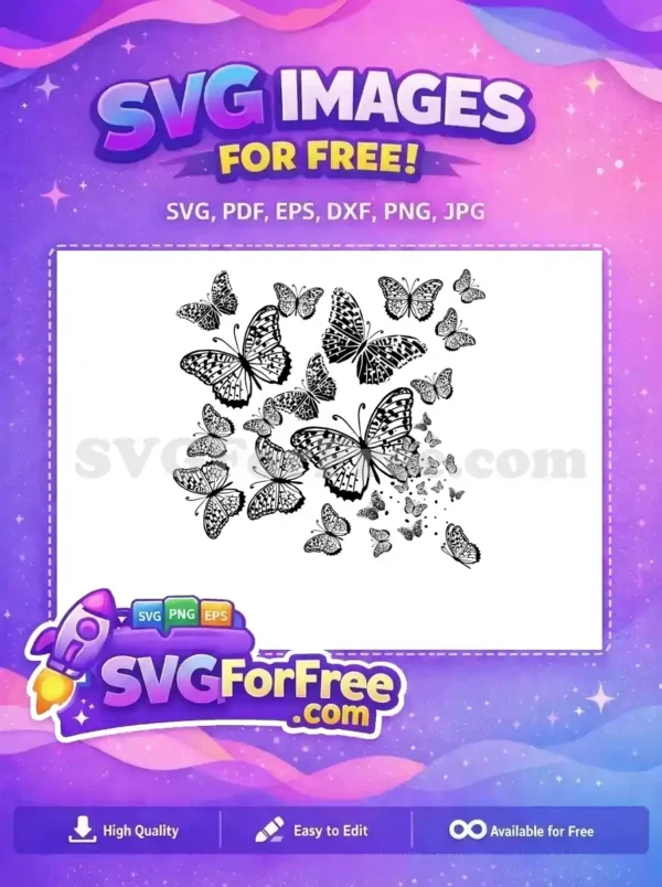 Free Swirling Black Free Cute Detailed Butterfly Art Free SVG