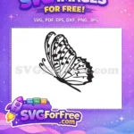 Free Black Outline Butterfly Free Dotted Pattern Wings Cute Butterflies Free SVG - Instant Download