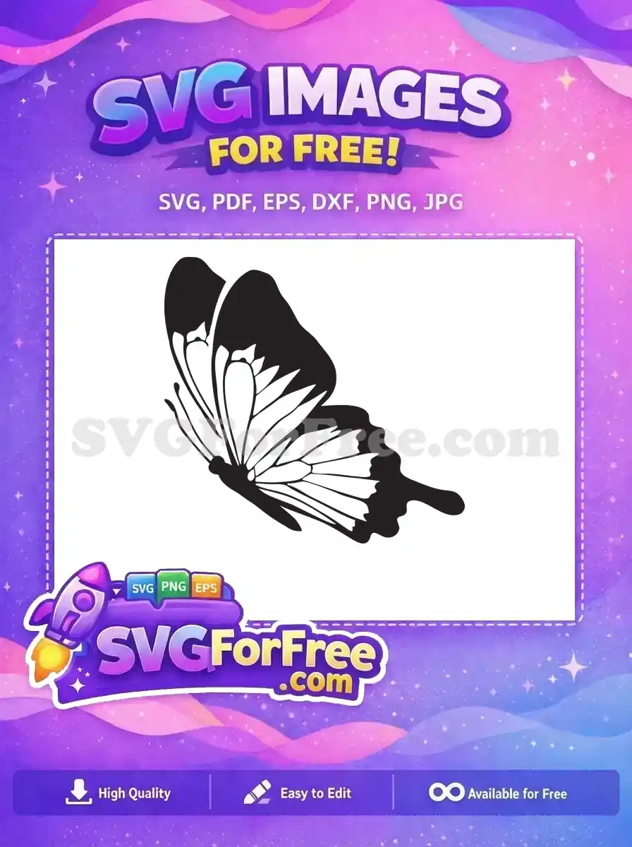 Free Cute Black Butterfly Free Wing Design Free SVG