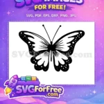 Free Black Detailed Wings Free Cute Butterfly Design Free SVG - Instant Download