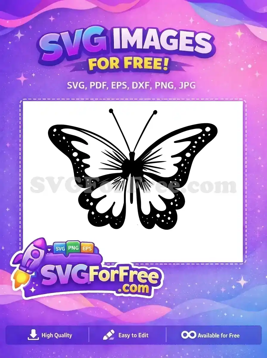 Free Black Detailed Wings Free Cute Butterfly Design Free SVG