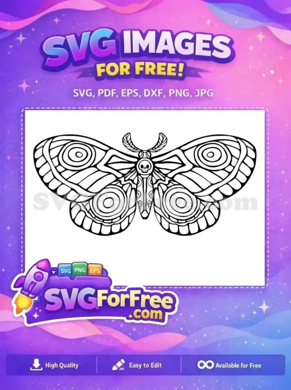 Free Intricate Patterned Wings Free Skull Body Gothic Moth Cute Butterflies Free SVG