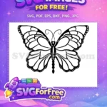 Free beautiful outline Free graceful butterfly Cute Butterflies Free SVG - Instant Download