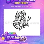 Free Intricate Patterned Wings Free Elegant Outline Cute Butterfly Design Free SVG - Instant Download
