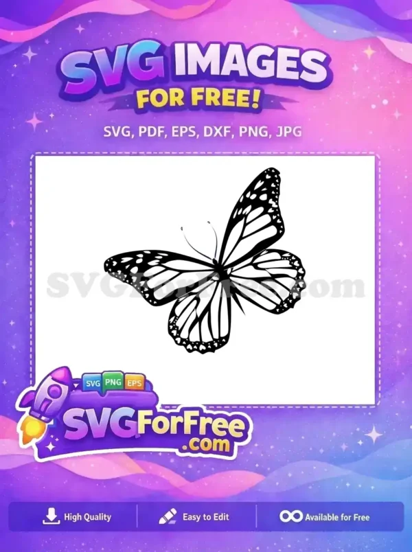 Free Black White Monarch Free Detailed Wings Cute Butterflies Free SVG
