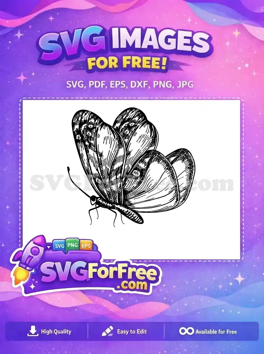 Free Elegant Black White Free Detailed Wing Patterns Nature Inspired Free SVG