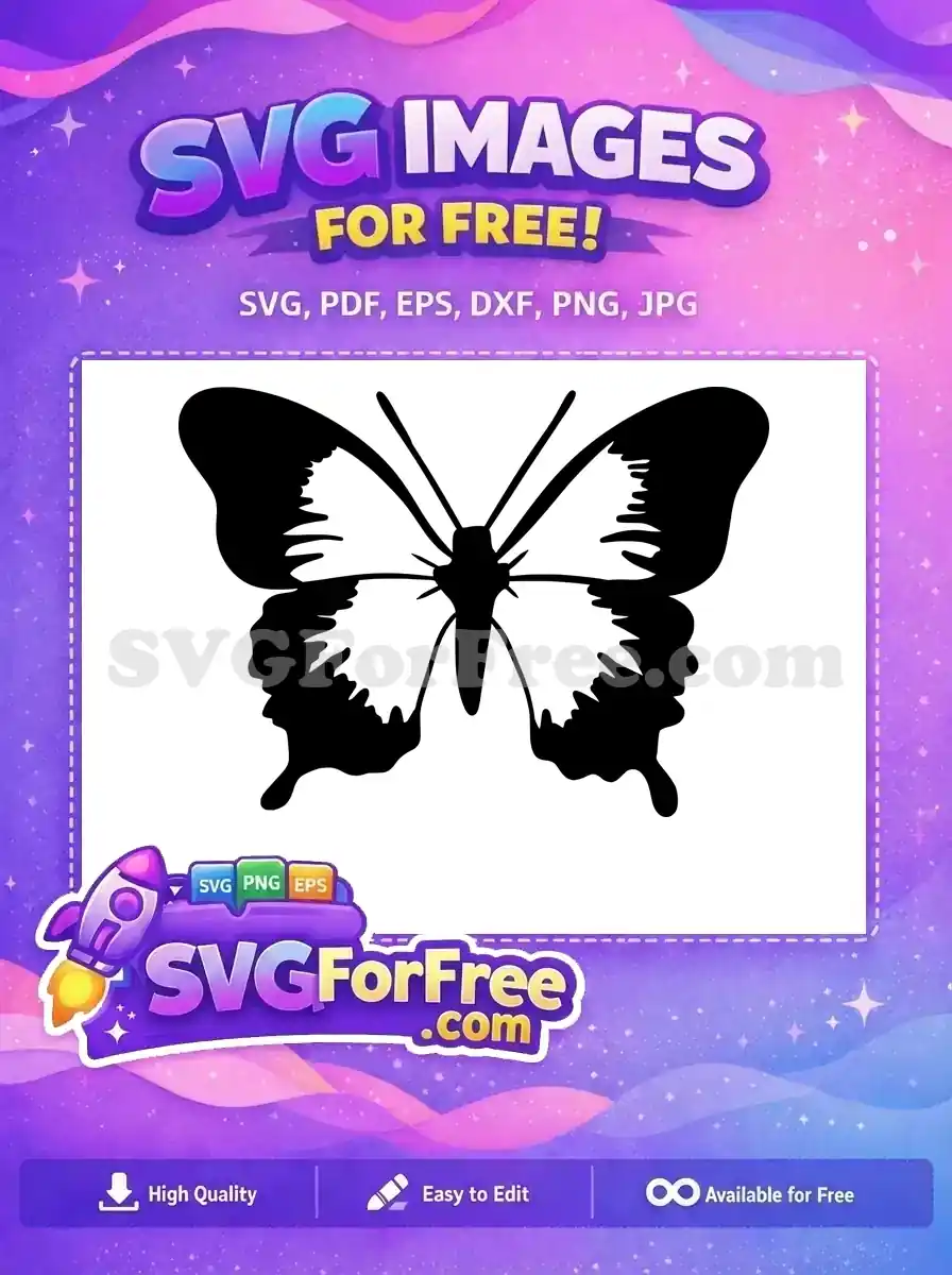 Free Black Silhouette Free Delicate Wing Design Cute Butterfly Free SVG