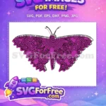 Free Vibrant Purple Mandala Free Intricate Swirls Butterfly Design Free SVG - Instant Download
