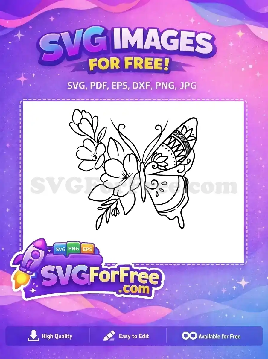 Free Intricate Butterfly Wings Free Blooming Flowers Art Cute Butterflies Free SVG