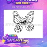 Free Intricate Wing Patterns Free Delicate Body Outline Cute Butterflies Free SVG - Instant Download