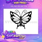 Free Elegant Detailed Butterfly Free Monochrome Outline Cute Butterflies Free SVG - Instant Download