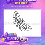 Free Abstract Outline Butterfly Free Delicate Wings Cute Butterfly Art Free SVG - Instant Download