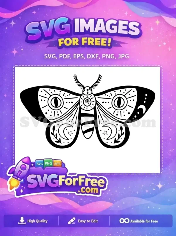 Free Celestial Moth Free Sun Moon Eyes Design Free SVG