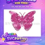Free Vibrant Pink Sketchy Free Ornate Mandala Swirls Cute Butterflies Free SVG - Instant Download