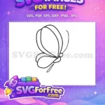 Free Cute Flying Butterfly Free Outline Art Paper Craft Free SVG - Instant Download
