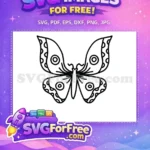 Free Cute Black Outline Free Circular Wing Patterns Nature Art Free SVG - Instant Download