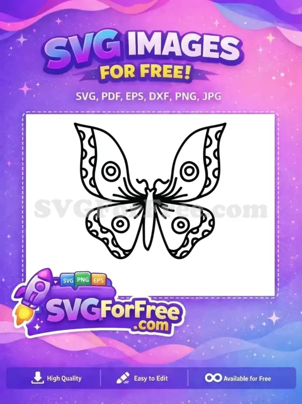 Free Cute Black Outline Free Circular Wing Patterns Nature Art Free SVG