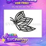 Free Simple Outline Free Delicate Wings Cute Butterflies Free SVG - Instant Download
