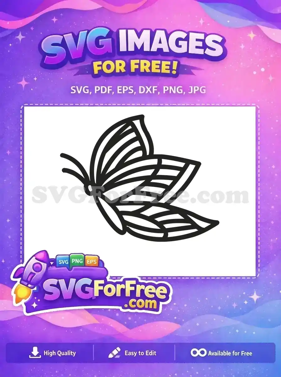 Free Simple Outline Free Delicate Wings Cute Butterflies Free SVG