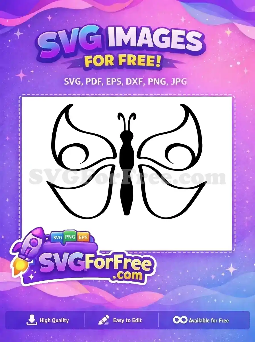 Free Elegant Swirl Free Simple Outline Cute Butterfly Free SVG