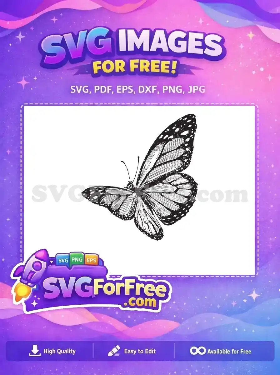 Free Elegant Detailed Butterfly Free Intricate Wing Pattern Cute Butterflies Free SVG