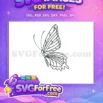 Free detailed outline butterfly Free elegant wavy wings Cute Butterflies Free SVG - Instant Download