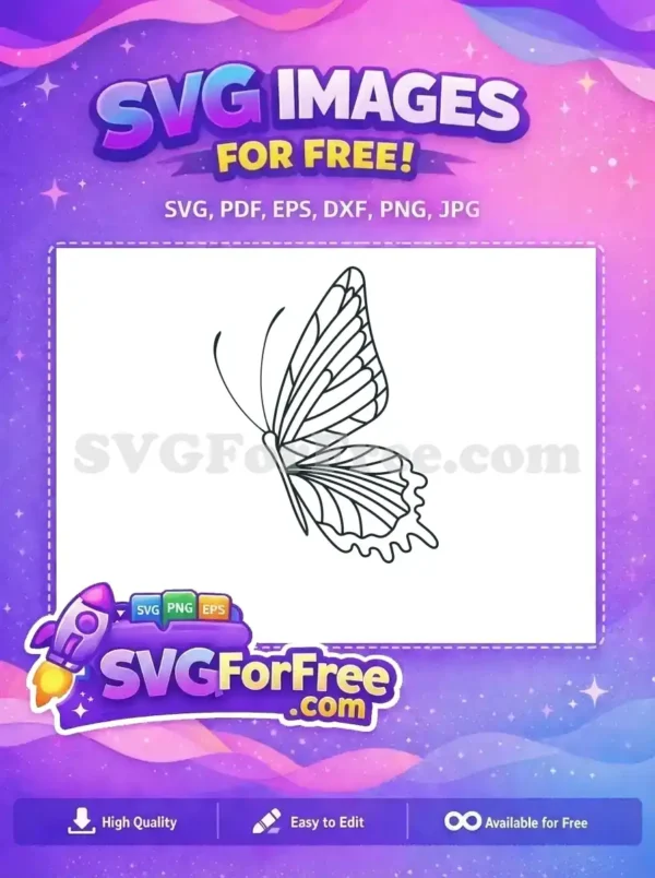 Free detailed outline butterfly Free elegant wavy wings Cute Butterflies Free SVG