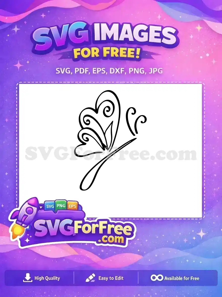 Free Elegant Swirls Outline Free Graceful Flying Cute Butterflies Free SVG