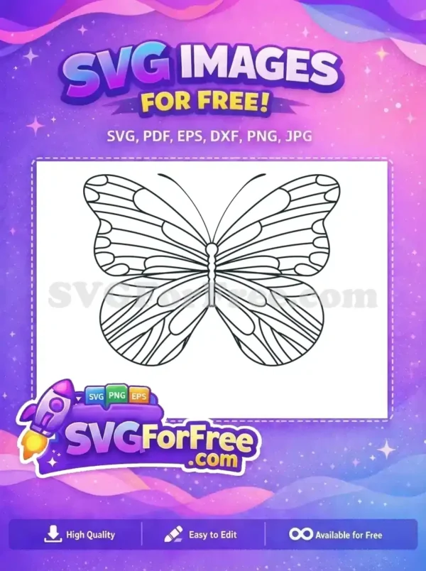 Free Intricate Outline Wings Free Simple Elegant Cute Butterflies Free SVG