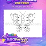 Free Cute Butterfly Outline Free Detailed Wing Patterns Cute Butterflies Free SVG - Instant Download