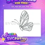 Free Elegant Outline Free Detailed Wing Cute Butterflies Free SVG - Instant Download
