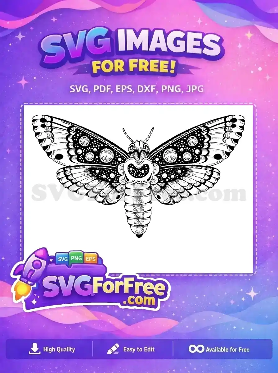 Free Intricate Black White Wings Free Detailed Vintage Moth Cute Butterflies Free SVG