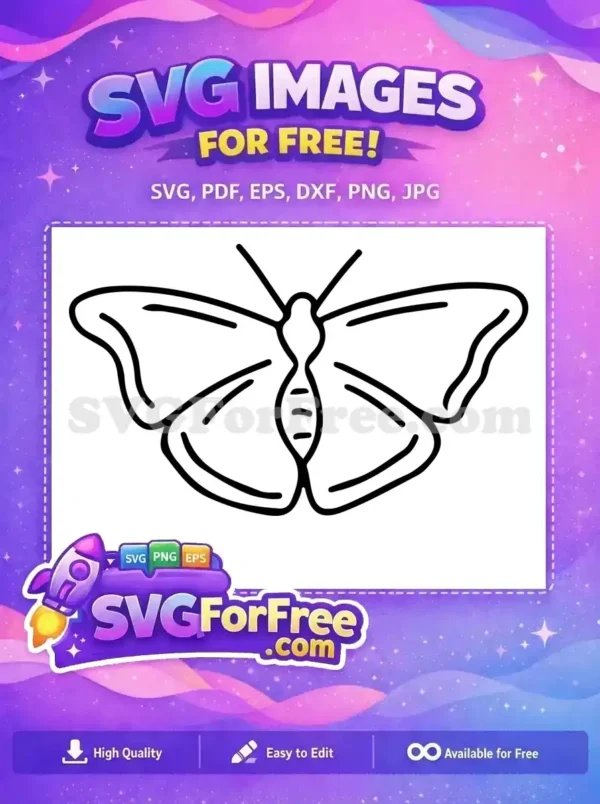 Free Cute Butterfly Free Simple Outline Nature Free SVG