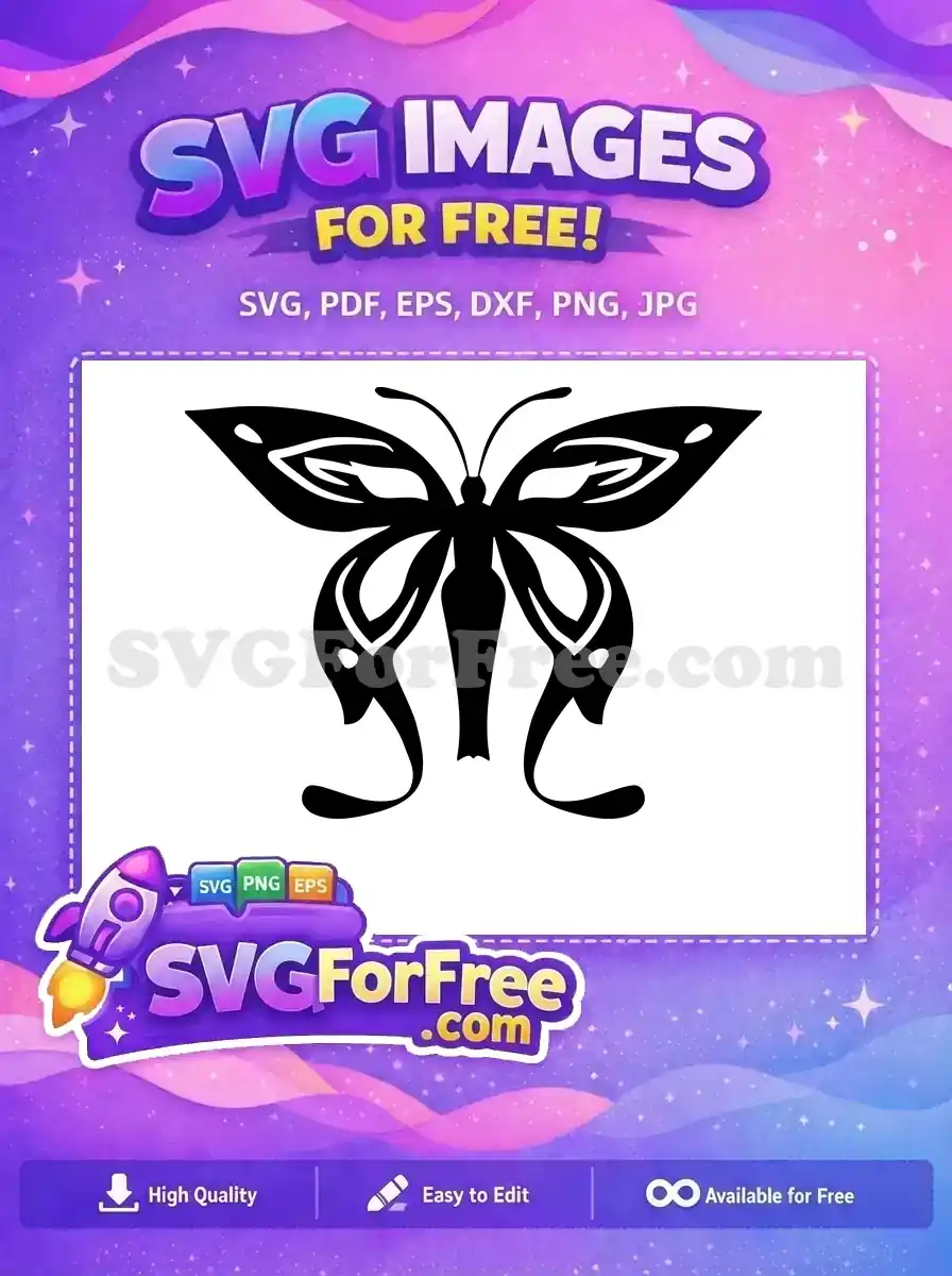 Free Elegant Black Silhouette Free Delicate Wing Pattern Cute Butterflies Design Free SVG