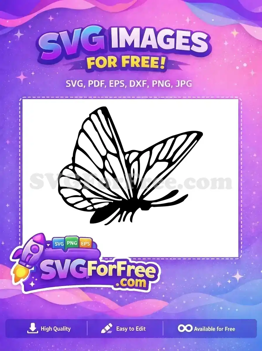 Free Cute Black Butterfly Free Detailed Wing Pattern Elegant Nature Design Free SVG