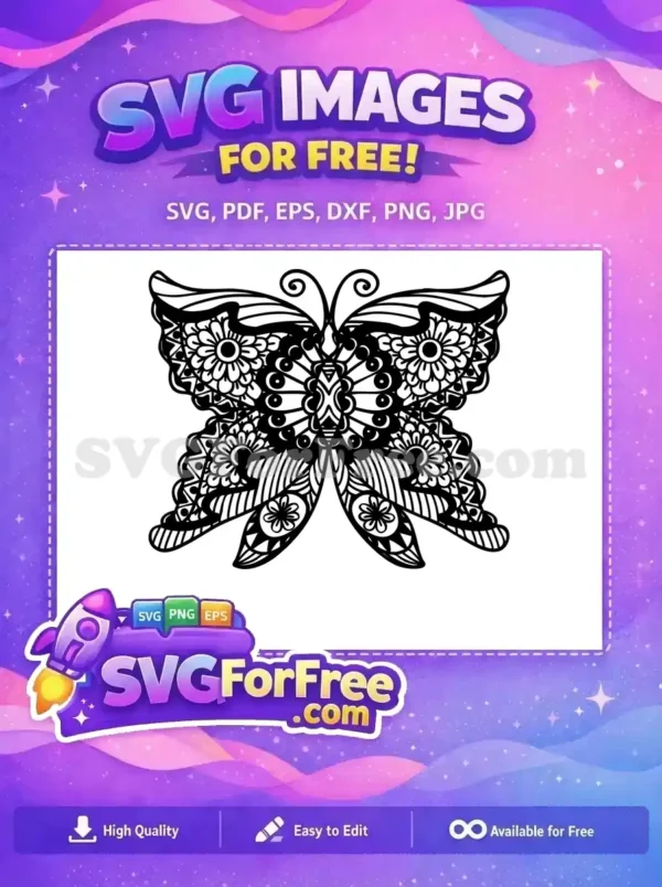 Free Floral Wings Free Intricate Pattern Cute Butterflies Free SVG