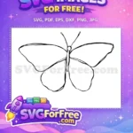 Free Black Outline Free Elegant Wings Cute Butterflies Free SVG - Instant Download
