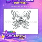 Free Cute Butterflies Lineart Free Detailed Wing Pattern Art Project Free SVG - Instant Download