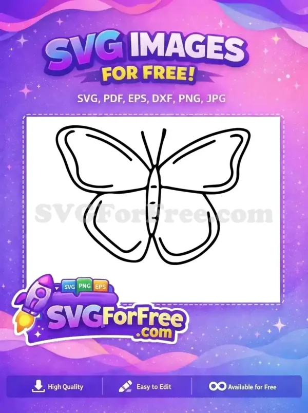 Free Simple Outline Free Delicate Wings Cute Butterfly Design Free SVG 1
