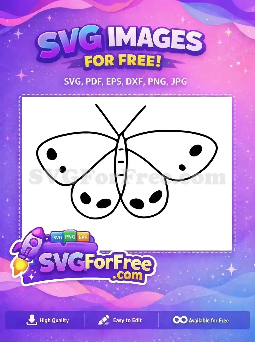 Free black outline Free spotted wings Cute Butterflies Free SVG