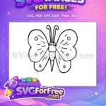 Free Detailed Wings Free Simple Line Art Cute Butterfly Free SVG - Instant Download